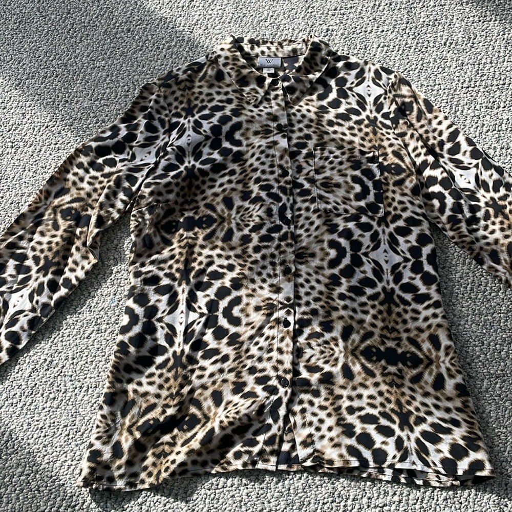 100% silk cheetah print shirt